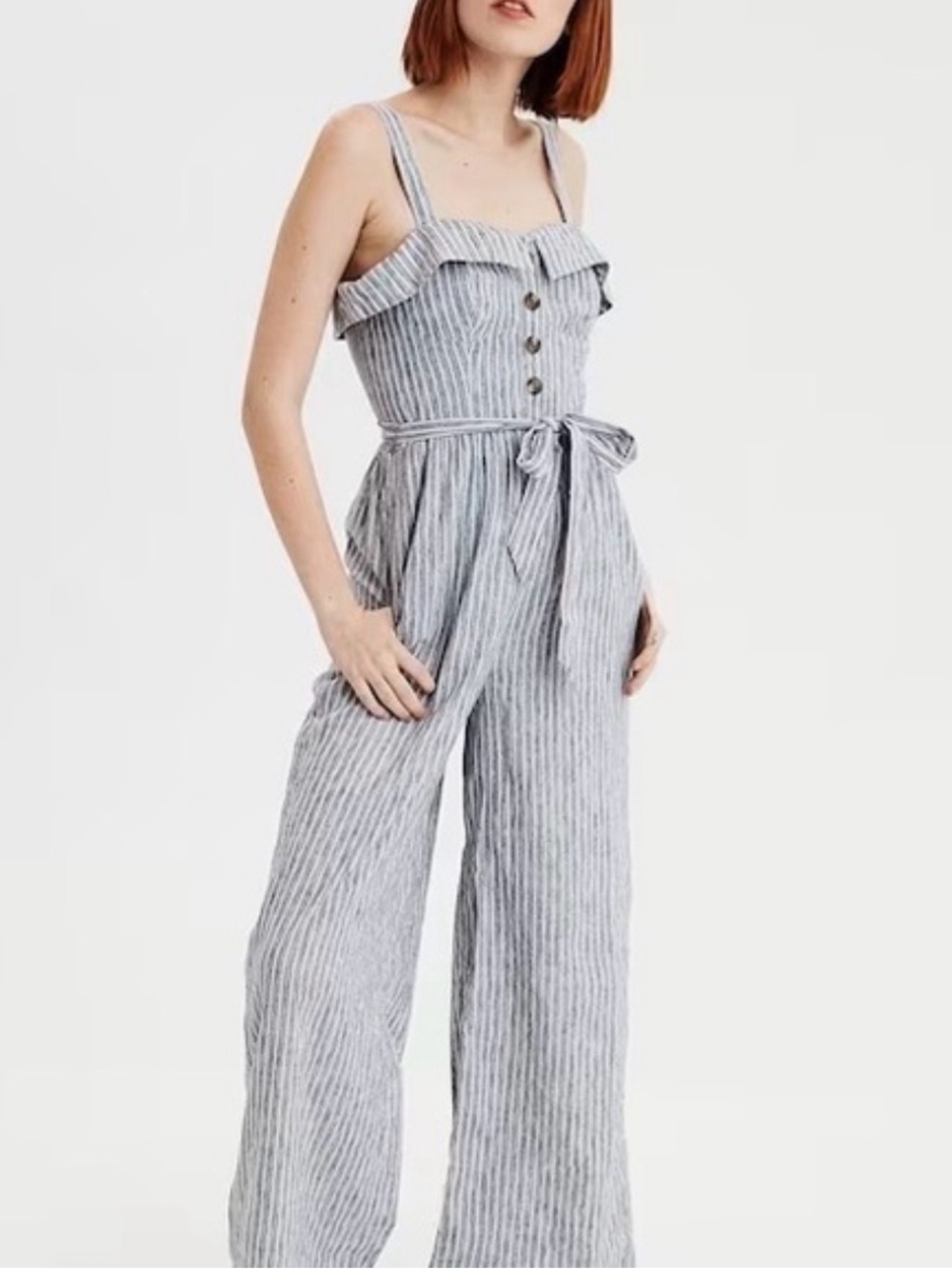Aerie blue and white jumpsuit